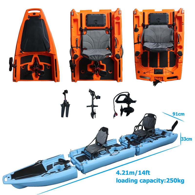 Fishing Kayak Sit On Top - 14피트 2인용 분리형 페달 카약 싯온탑